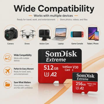 Snelle Micro SD Kaarten (128GB/256GB/512GB) voor Drone, Dash, Verzenden, Nieuw
