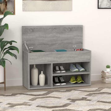 vidaXL Schoenenbank 80x30x45 cm bewerkt hout grijs sonoma, Verzenden, Nieuw