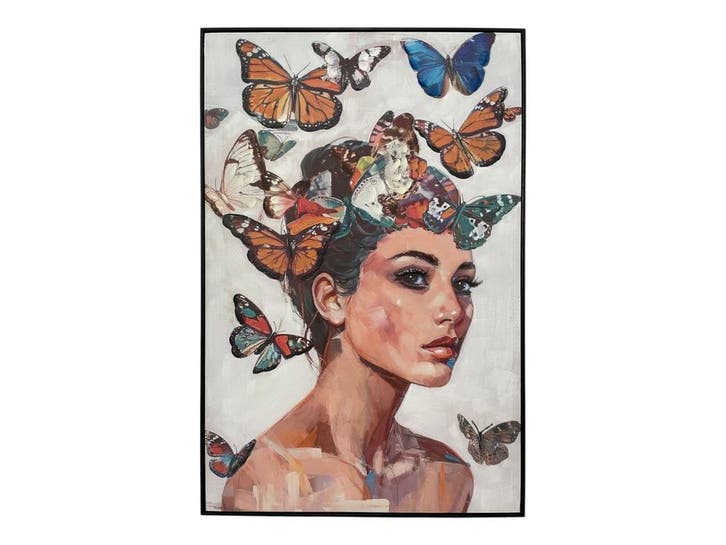Olieverfschilderij Vrouw met Vlinders | 022, Huis en Inrichting, Woonaccessoires | Schilderijen, Tekeningen en Foto's, Nieuw, Ophalen of Verzenden