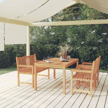 vidaXL 4-delige Tuinset massief teakhout, Verzenden, Nieuw, Teakhout, Tuinset