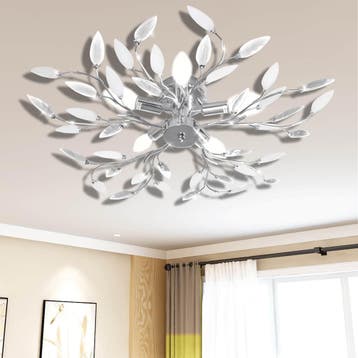 vidaXL Plafondlamp met kristallen bladeren van acryl 5xE14, Verzenden, Nieuw