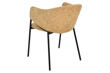 Design Stoel NOBLESSE Mosterdgeel Chenille Zwart Metalen, Ophalen of Verzenden, Nieuw