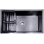 Spoelbak met droogrek | Keuken wasbak | 74x44x20cm | Zwart, Verzenden, Nieuw