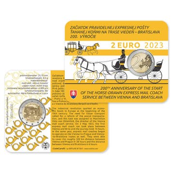 Slowakije 2 Euro Postkoets 2023 BU Coincard, Verzenden