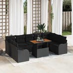 vidaXL Tuin Sofa Set 10 pcs Zwart Poly rattan en, Tuin en Terras, Verzenden, Nieuw, Rotan, Meer dan 8 zitplaatsen