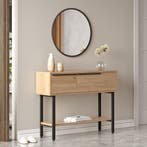 Console tafel Vesanto sidetable 100x29,5x76 cm eikenkleurig, Huis en Inrichting, Tafels | Sidetables, Verzenden, Nieuw