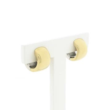 Quinn bicolor gouden klapcreolen; Ø 14,0 mm (Oorbellen), Sieraden, Tassen en Uiterlijk, Ophalen of Verzenden, Gebruikt, Goud, Goud