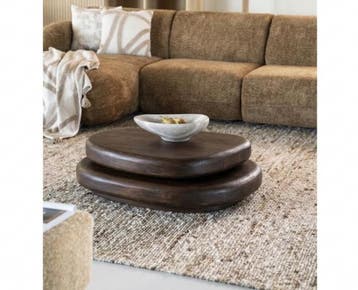 Salontafel Kabo draaibaar 100x80cm - Donkerbruin | BY-BOO, Huis en Inrichting, Tafels | Salontafels, Ophalen of Verzenden, Nieuw