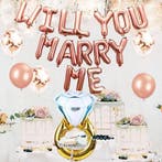 Ballonnen set Will You Marry Me rose goud 25-delig, Ophalen of Verzenden, Nieuw, Versiering, Valentijn of Romantisch