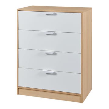 Commode Varkaus ladekast mdf met 4 lades 90x70x40 cm eikenkl, Verzenden, Nieuw