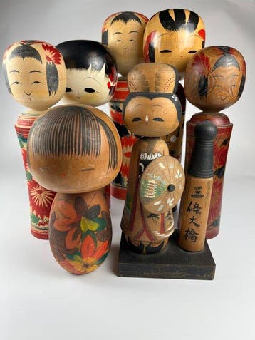 Beeldje - Japanese Vintage Kokeshi Dolls Lot Kyoto Sanjo