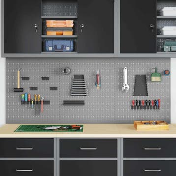 vidaXL Gereedschap Wandpaneel 3 st Grijs 150 x 1 x 60 cm, Doe-het-zelf en Verbouw, Gereedschapskisten, Verzenden, Nieuw