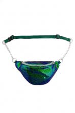 Heuptasje Pailletten Blauw Groen Heuptas Sequin Groene Cross, Sieraden, Tassen en Uiterlijk, Tassen | Damestassen, Ophalen of Verzenden