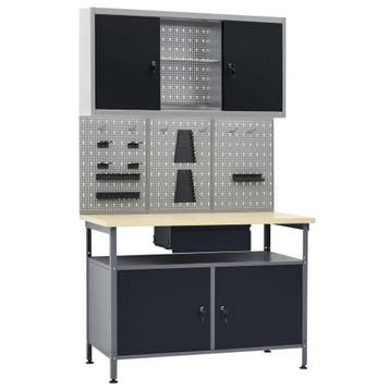 vidaXL Werkbank met drie wandpanelen en een kast, Doe-het-zelf en Verbouw, Verzenden, Nieuw