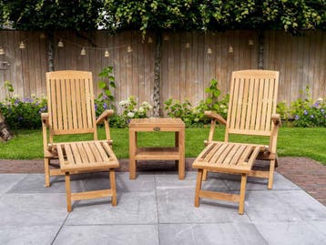 Luxe inklapbare ligstoelen | SET AANBIEDING | DUURZAAM TEAK, Ophalen of Verzenden, Nieuw, Teakhout, Inklapbaar