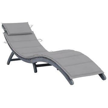 vidaXL Ligbed met kussen massief acaciahout grijs, Verzenden, Nieuw