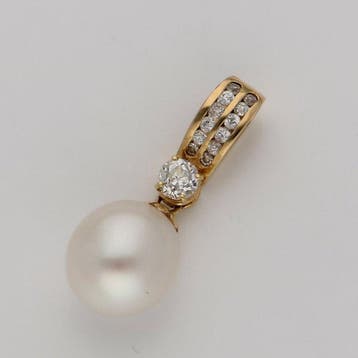 Hanger - 18 karaat Geel goud Parel - Diamant