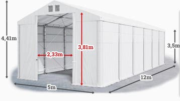 Opslagtent Wikinger Premium 5 x 12 x 4,6 mtr (PVC Partytent), Verzenden, Nieuw, 2 meter of meer, Partytent
