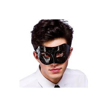 Oogmasker Venetiaans Zwart, Verzenden, Nieuw, Feestartikel
