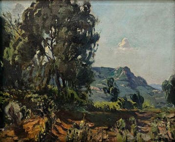Impressionist school (XX) - Trees Before The Blue Mountain