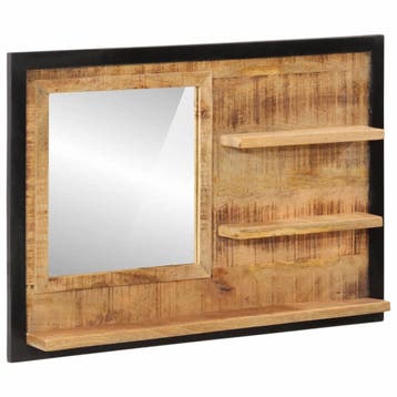 vidaXL Spiegel met schappen 80x8x55 cm glas en massief, Verzenden, Nieuw