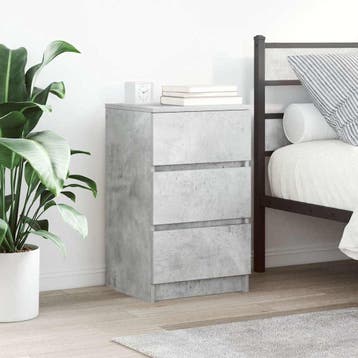 vidaXL Nachtkastje met 3 lades 39x35x65 cm betongrijs, Minder dan 45 cm, Verzenden, Nieuw, 55 tot 70 cm