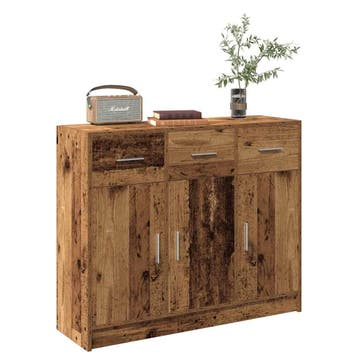 vidaXL Dressoir 91x28x75 cm bewerkt hout oud houtkleurig, Huis en Inrichting, Kasten | Dressoirs, Verzenden, Nieuw, 50 tot 100 cm