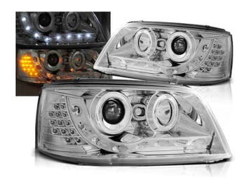 LED DRL koplampen Chrome geschikt voor VW T5, Auto-onderdelen, Verlichting, Verzenden, Nieuw, Volkswagen