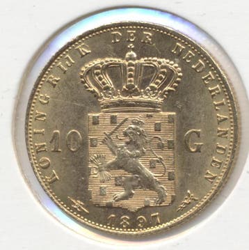 Gouden tientjes 1897 kopen, Ophalen of Verzenden, Goud