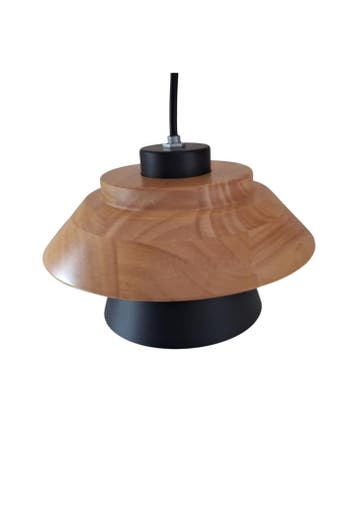 Hanglamp Zwart met hout en witte binnenkant - Scaldare Catan, Ophalen of Verzenden, Nieuw, Hout