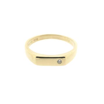 Gouden Jeunesse pinkring met diamant; 0,015 ct., Gebruikt, Heer, Ophalen of Verzenden, 17 tot 18