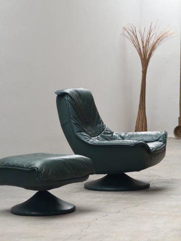 Fauteuil - „tulp“ - Leder - draaistoel