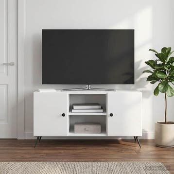 vidaXL TV-kast 102 x 34,5 x 50 cm Hoogglans Wit Bewerkt hout, Minder dan 50 cm, Verzenden, Nieuw, Minder dan 100 cm