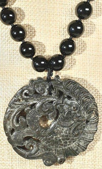 onyx en Tibetaanse beschermingsamulet - Carpas de la