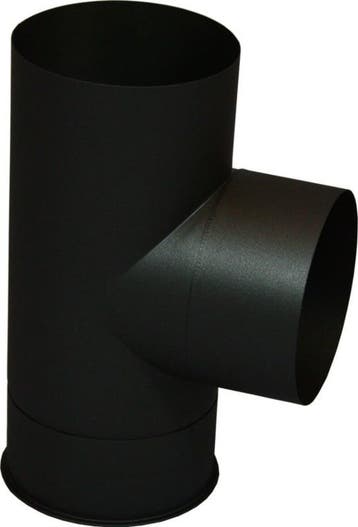 Enkelwandige kachelpijp EW/125 2mm T-stuk met dop Zwart, Ophalen, Nieuw