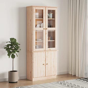vidaXL Vitrinekast ALTA 77x35x186,5 cm massief grenenhout, Verzenden, Nieuw, 50 tot 100 cm, Minder dan 100 cm