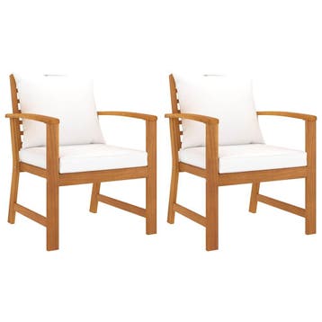 vidaXL Tuinstoelen 2 st met crèmekleurige kussens acaciahout, Tuin en Terras, Tuinstoelen, Verzenden, Nieuw, Hout