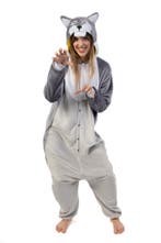 Onesie Grijze Wolf Pak M-L of 170-176 Wolvenpak Kostuum Grij, Carnaval, Maat 48/50 (M), Nieuw, Ophalen of Verzenden