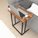 [en.casa] Bureau Högsby laptoptafel 65,5x60x35,5 cm walnootk, Huis en Inrichting, Tafels | Bijzettafels, Verzenden, Nieuw