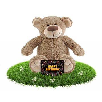 Verjaardag knuffel beer beige - pluche - 22 cm - cadeau, Verzenden, Nieuw