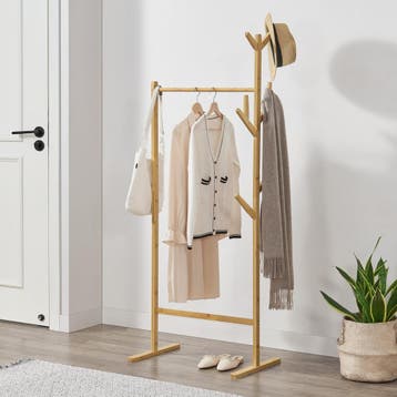 [en.casa] Bamboe kledingrek Nordreisa met kapstok 65x40x170, Verzenden, Nieuw