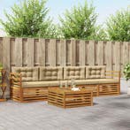 vidaXL Buiten bankenset met kussen 5 pcs Natuurlijk en Beige, Verzenden, Nieuw
