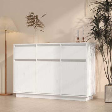 vidaXL Dressoir 111x36x75 cm massief grenenhout wit, Huis en Inrichting, Verzenden