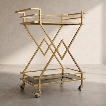 *WOONWINKEL* Kare Design Pyramids Serveer Trolley Goud Met Z, Verzenden, Nieuw