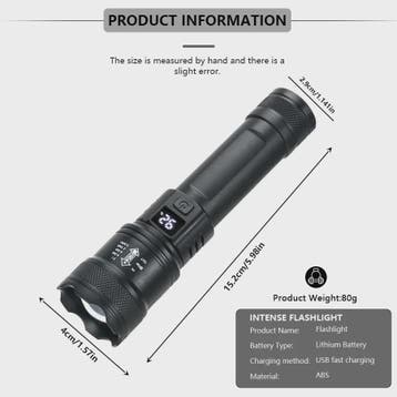 Krachtige LED Zaklamp 2000LM met USB Opladen & Batterij Indi, Verzenden, Nieuw
