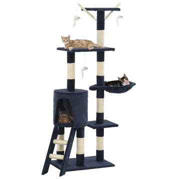 vidaXL Kattenkrabpaal met sisal krabpalen 138 cm donkerblauw, Verzenden, Nieuw