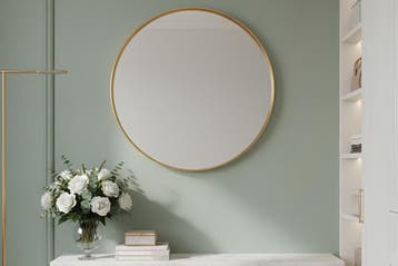 Wandspiegel PORTRAIT 60 cm rond aluminium goud - 48239, Huis en Inrichting, Ophalen of Verzenden, Nieuw