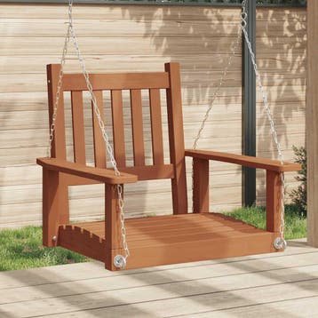 vidaXL Tuinschommelstoel met metalen kettingen massief, Verzenden, Nieuw, Hout