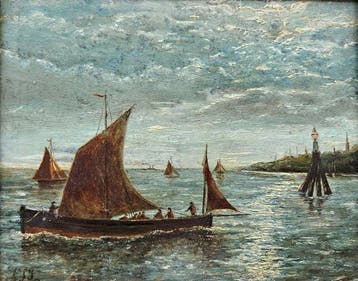 Franse school (XIX) - Schitterend impressionistische marine, Antiek en Kunst, Kunst | Schilderijen | Klassiek