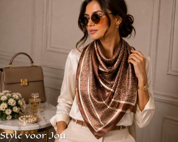 Satijnen sjaaltje Brown Classic, Kleding | Dames, Mutsen, Sjaals en Handschoenen, Nieuw